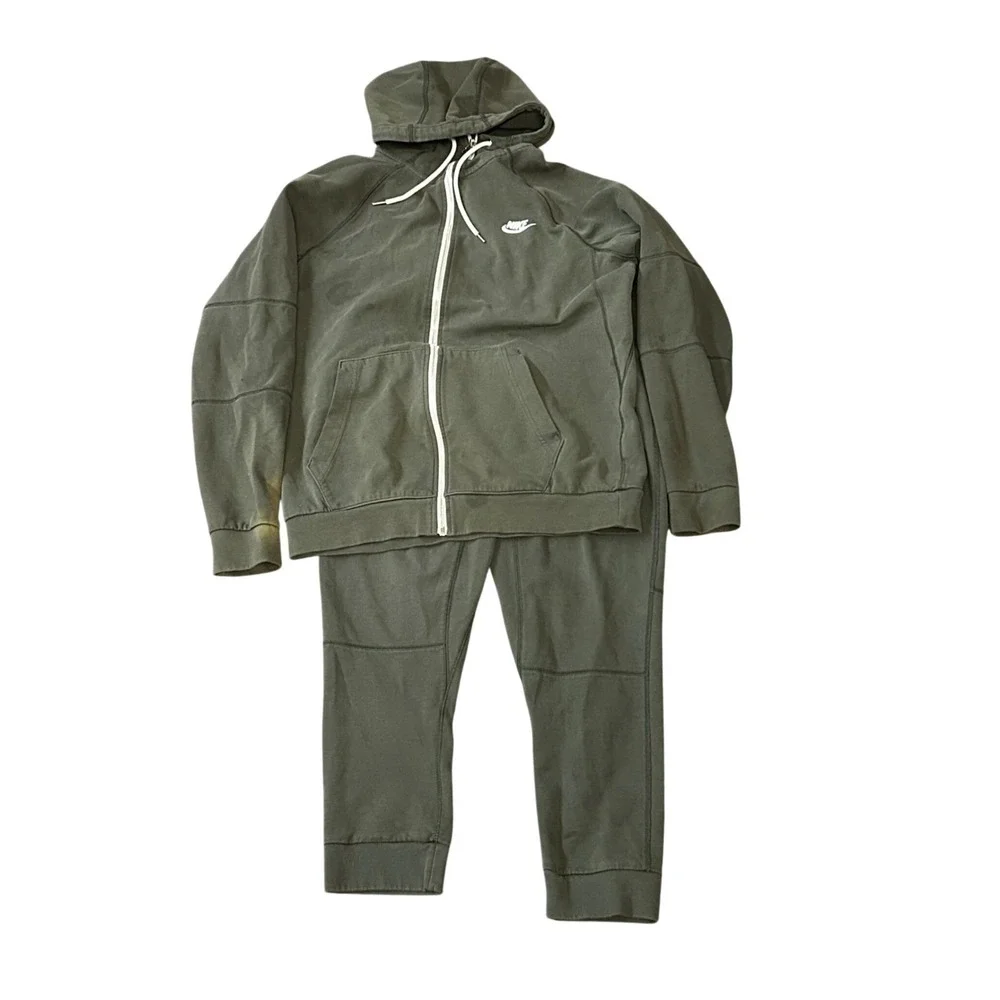 Nike Tech Fleece Full Zip Hoodie Jogger Pants Set Green Size M - Picture 1 of 9